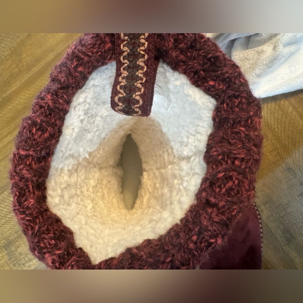 Muk Luks Women’s Burgundy Jackie Knit Faux Suede Mid-Calf Boots Size 9 - Picture 14 of 15